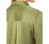Liverpool Los Angeles Women's Long-Sleeve Button-Front Satin Shirt