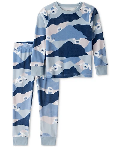 Carter's Toddler Boys Yeti-Print Velour Long-Sleeve 2-Piece Pajamas