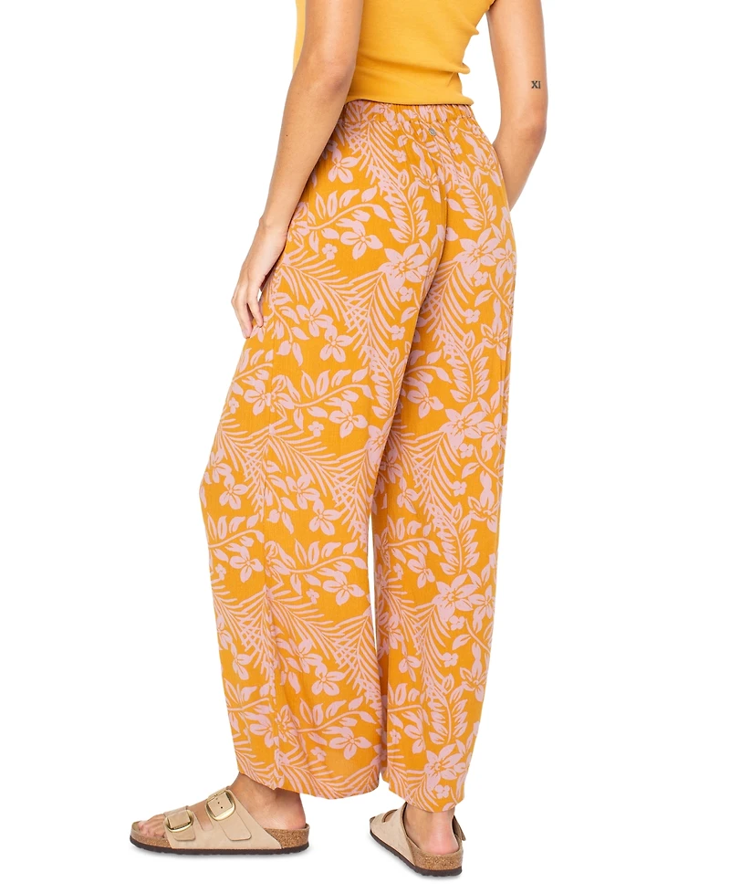 Roxy Juniors' Floral-Print Midnight Avenue Crinkled Pull-On Pants