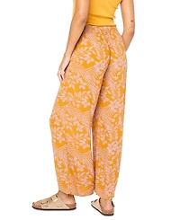 Roxy Juniors' Floral-Print Midnight Avenue Crinkled Pull-On Pants