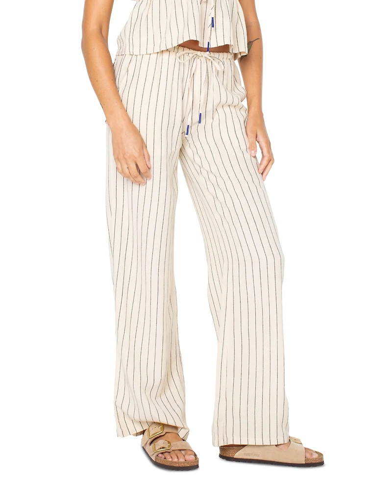 Roxy Juniors' Iyla Striped Wide-Leg Pull-On Pants