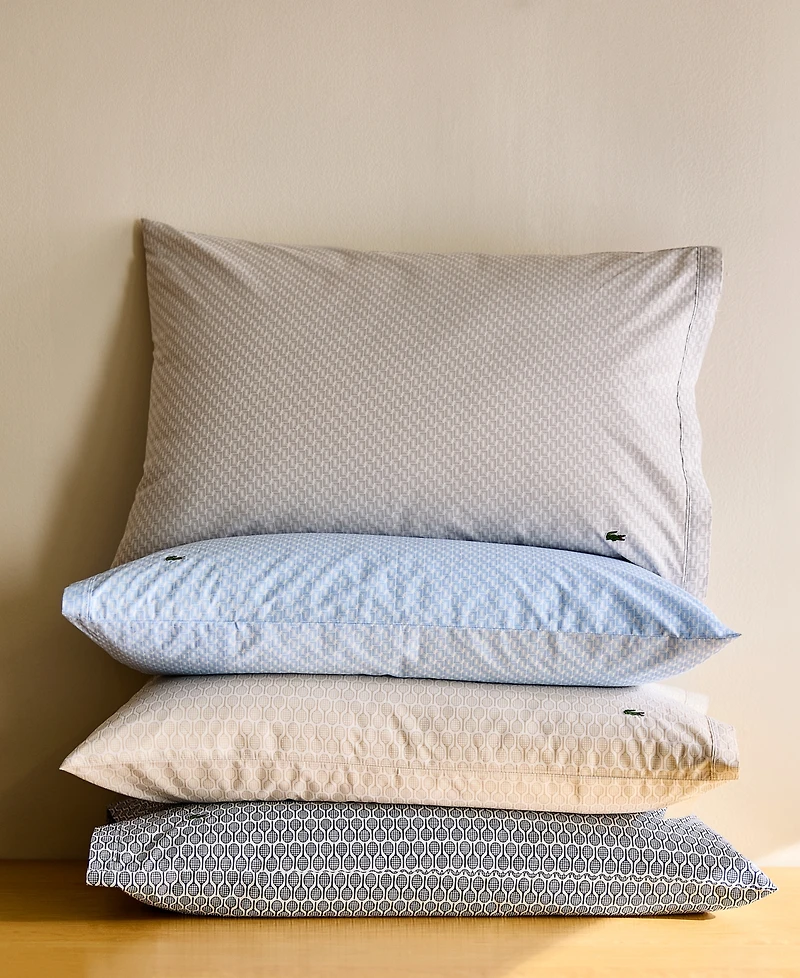 Lacoste Mini Geo Logo 200-Thread Count Cotton -Pc. Sheet Set