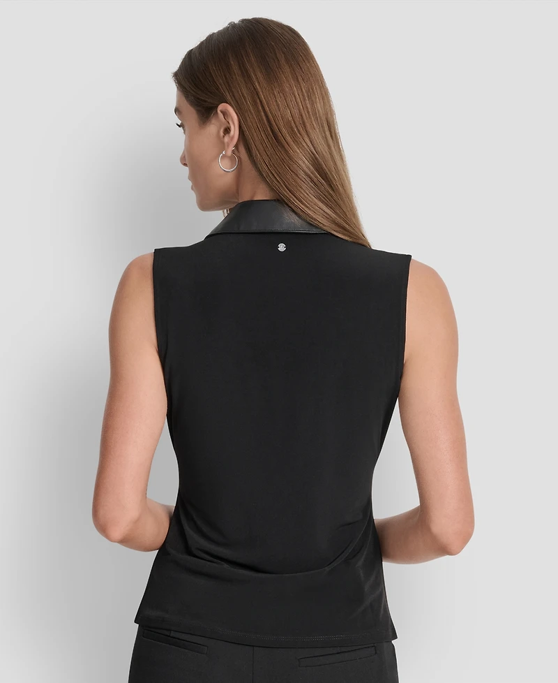 Dkny Women's Contrast-Collar Surplice Top