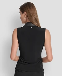 Dkny Women's Contrast-Collar Surplice Top