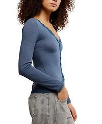 Free People Women's Big Love Lace-Trim Button-Front Cardigan