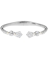 Eliot Danori Cubic Zirconia & Imitation Pearl Flower Cuff Bracelet, Exclusively at Macy's