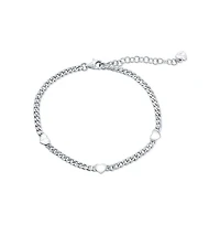 Simona Sterling Silver, Heart Cuban Bracelet