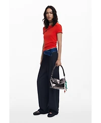 Desigual Women's Medium metallic flap bag with 3D logo