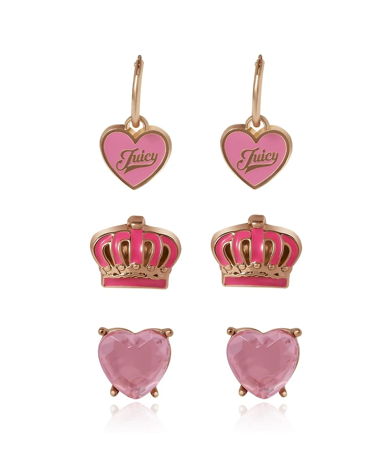 Juicy Couture Kids 3-Pair Earrings Set ? Stylish Stud Collection