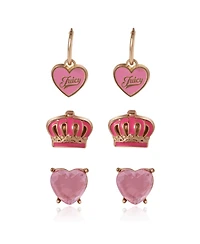 Juicy Couture Kids 3-Pair Earrings Set ? Stylish Stud Collection