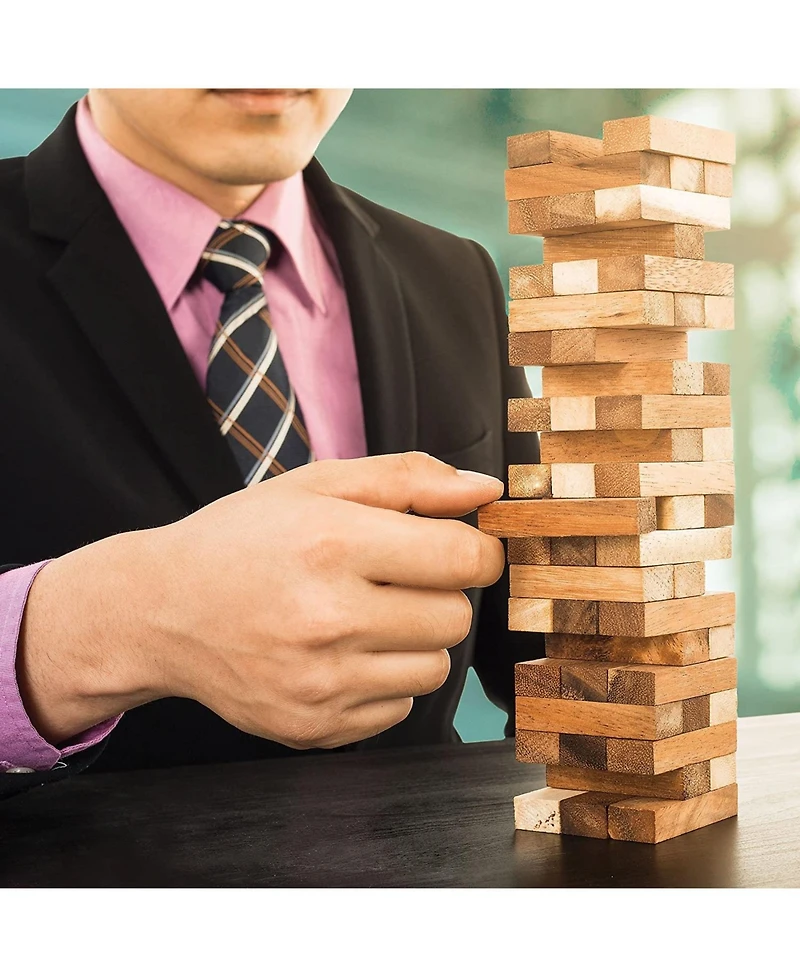 We Games Mini Wooden Blocks Stacking Tower Game