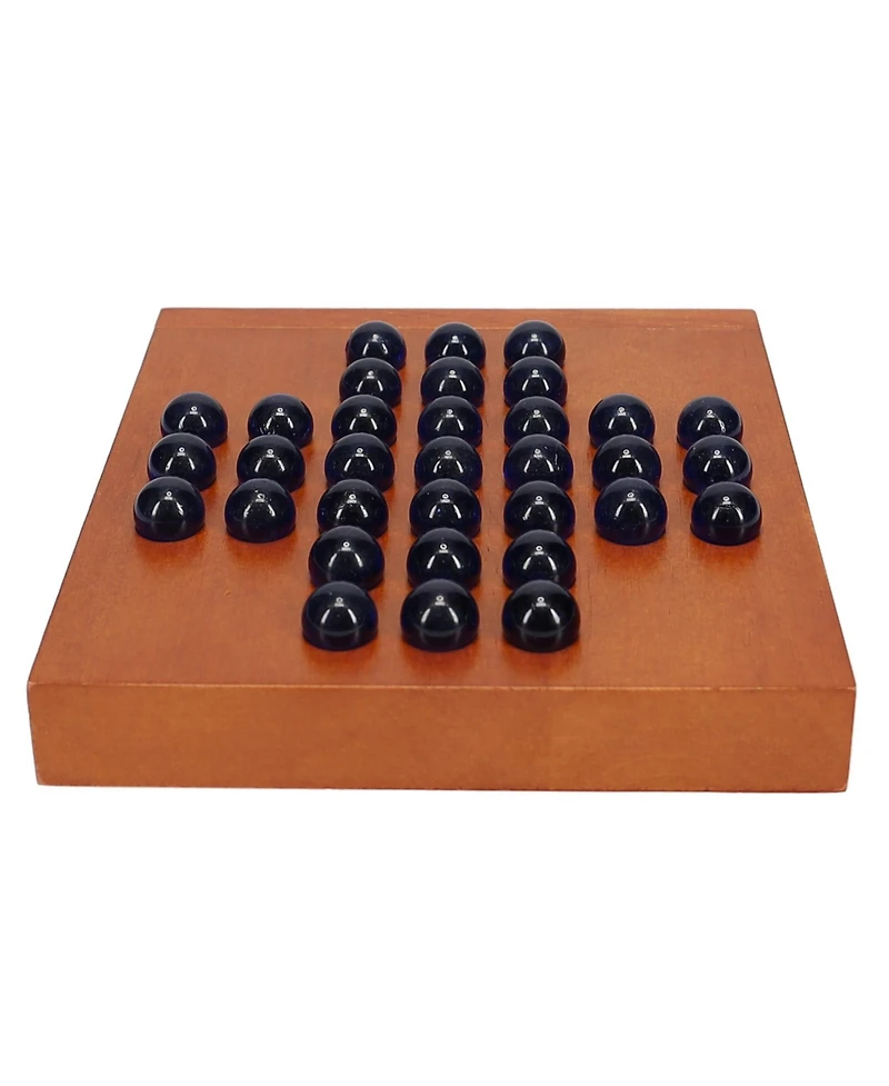 We Games Marble Solitaire Wooden Travel Game