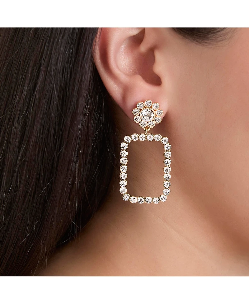 Jessica Simpson Gold-Tone Pave Rectangle Drop Earrings