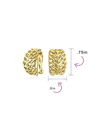 Bling Jewelry Set of 2 Open Weave Leaf Design Clip-On Earrings For Non-Pierced Gold Plated