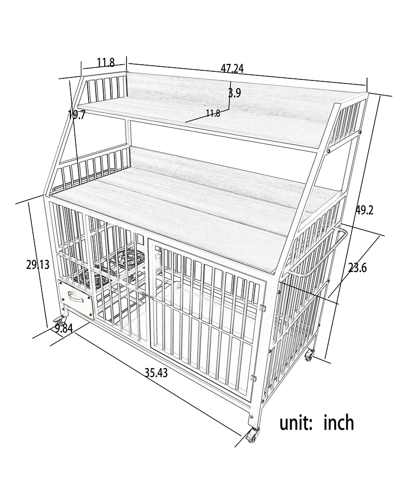 Streamdale Furniture Large Pet Cage with Storage - Black/Gray
