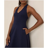 Pact Women's Fit & Flare Gathered Halter Dress