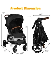 Costway High Landscape Baby Stroller Pushchair with Expandable & Footmuff Canopy 20 lbs. 0-3 Years