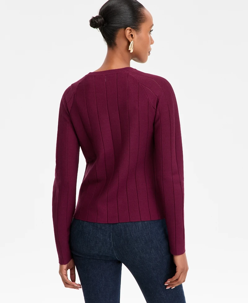 I.n.c. International Concepts Women's Button-Trim Pointelle Sweater, Macy's Exclusive