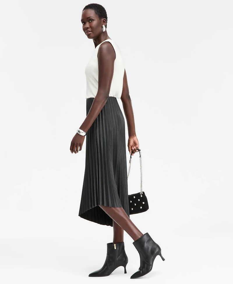 I.n.c. International Concepts Women's Pleated Faux-Leather Asymmetrical Skirt, Macy's Exclusive