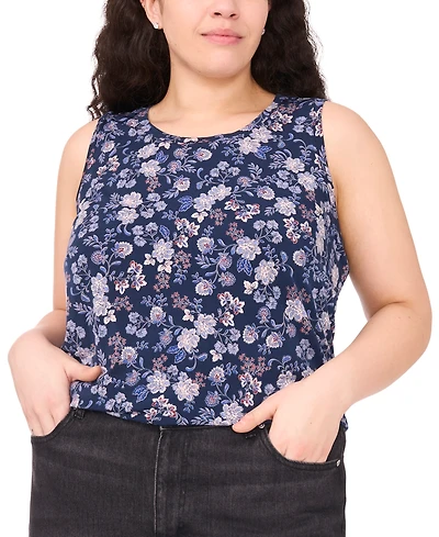 Vince Camuto Plus Sleeveless Printed Keyhole Top