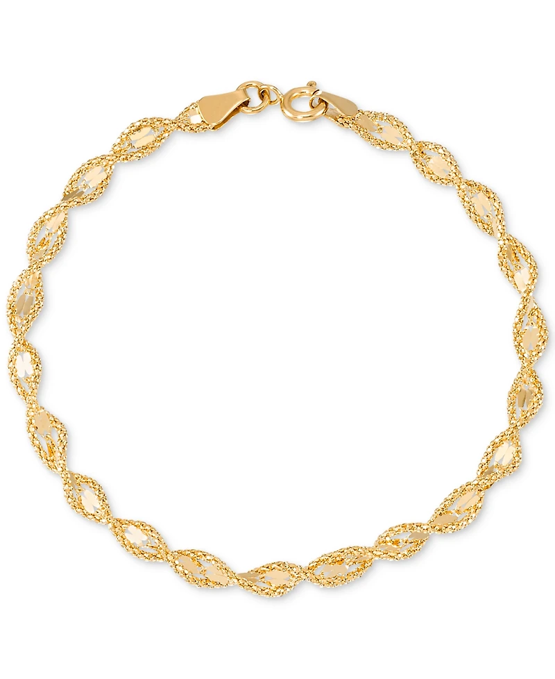Twist Style Textured Rope Mirror Chain Link Bracelet in 10k Gold