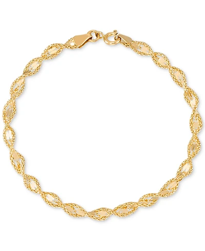 Twist Style Textured Rope Mirror Chain Link Bracelet in 10k Gold