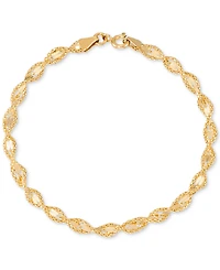 Twist Style Textured Rope Mirror Chain Link Bracelet in 10k Gold