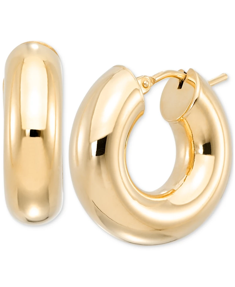 Polished Chunky Tube Extra Small Huggie Hoop Earrings in 10k Gold, 0.31"