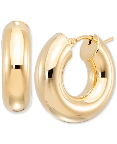 Polished Chunky Tube Extra Small Huggie Hoop Earrings in 10k Gold, 0.31"