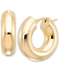 Polished Chunky Tube Extra Small Huggie Hoop Earrings in 10k Gold, 0.31"