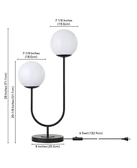 Hudson & Canal Dufrene 28" Metal 2-Light Table Lamp with Glass Shades