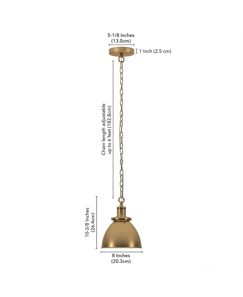 Hudson & Canal Elodie 8" Metal Pendant with Shade