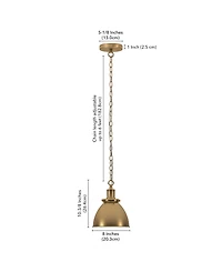 Hudson & Canal Elodie 8" Metal Pendant with Shade