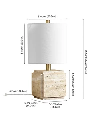 Hudson & Canal Pacha 15.5" Metal Stone Table Lamp with Fabric Shade