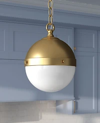 Hudson & Canal Aurora 11.13" Metal Pendant with Glass Shade