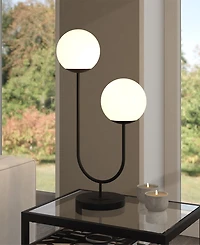 Hudson & Canal Dufrene 28" Metal 2-Light Table Lamp with Glass Shades