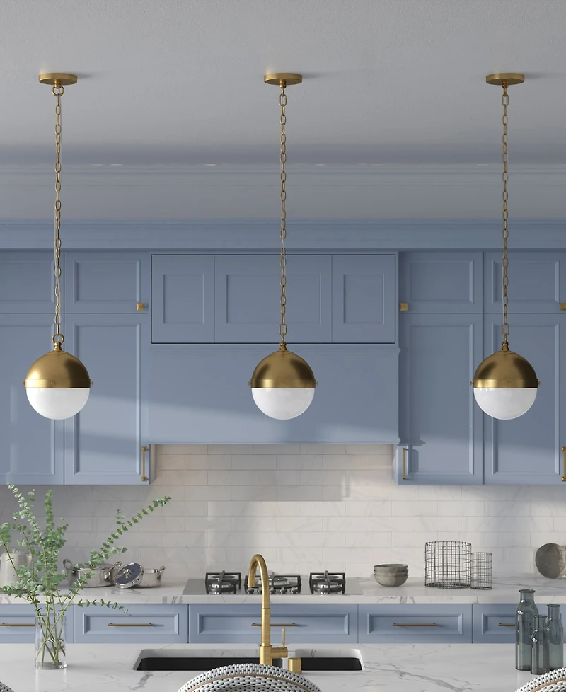 Hudson & Canal Aurora 11.13" Metal Pendant with Glass Shade