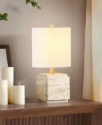 Hudson & Canal Pacha 15.5" Metal Stone Table Lamp with Fabric Shade
