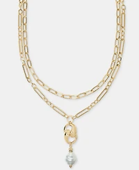 I.n.c. International Concepts Imitation Pearl Charm Layered Lariat Necklace, 16" + 3" extender, Macy's Exclusive