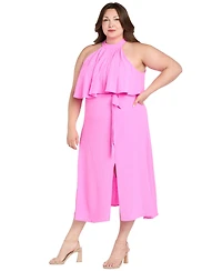 R & M Richards Plus Solid-Color Halter Dress