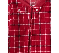 Carter's Baby Boys Plaid-Print Fleece Loose-Fit 1-Piece Footed Pajamas