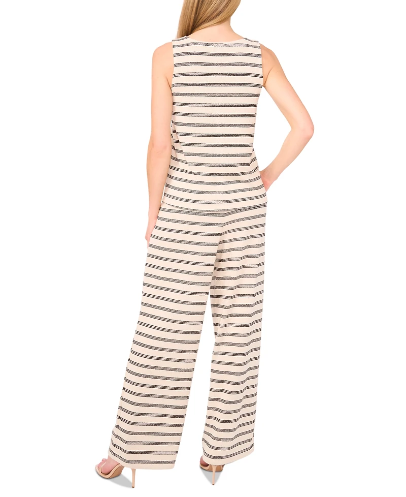 CeCe Women's Striped Knit Button Front Vest