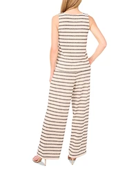 CeCe Women's Striped Knit Button Front Vest