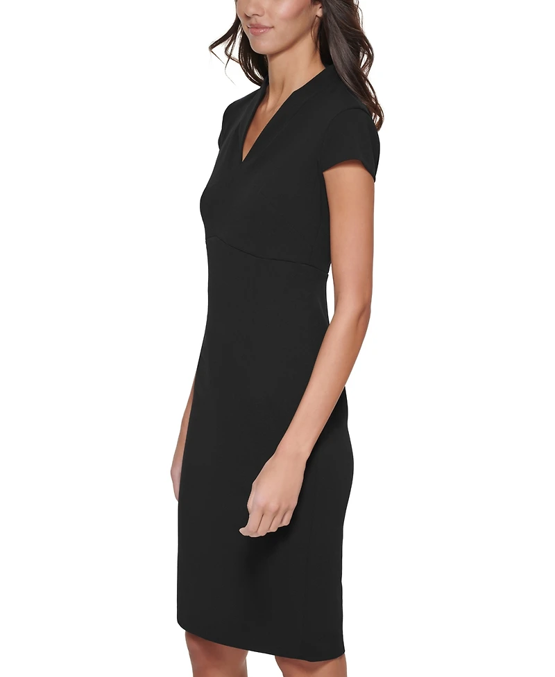 Calvin Klein Women's Scuba Crepe Split V-Neck Sheath Dress