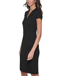 Calvin Klein Women's Scuba Crepe Split V-Neck Sheath Dress