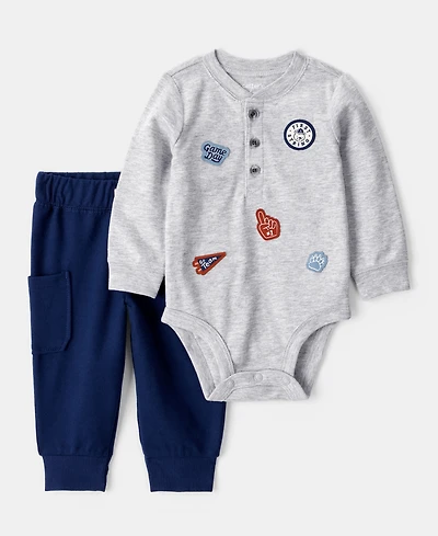 Carter's Baby Boys Sports Long-Sleeve Bodysuit & Pants, 2 Piece Set