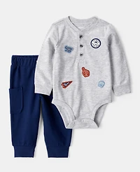Carter's Baby Boys Sports Long-Sleeve Bodysuit & Pants, 2 Piece Set