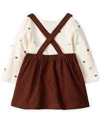 Carter's Baby Girls Cotton Turkey-Print Bodysuit, Headband & Suspender Skirt, 3 Piece Set