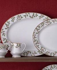 Noritake Holly & Berry Gold Oval Platter