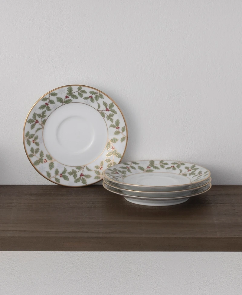 Holly Berry 6" Saucer, Set of 4